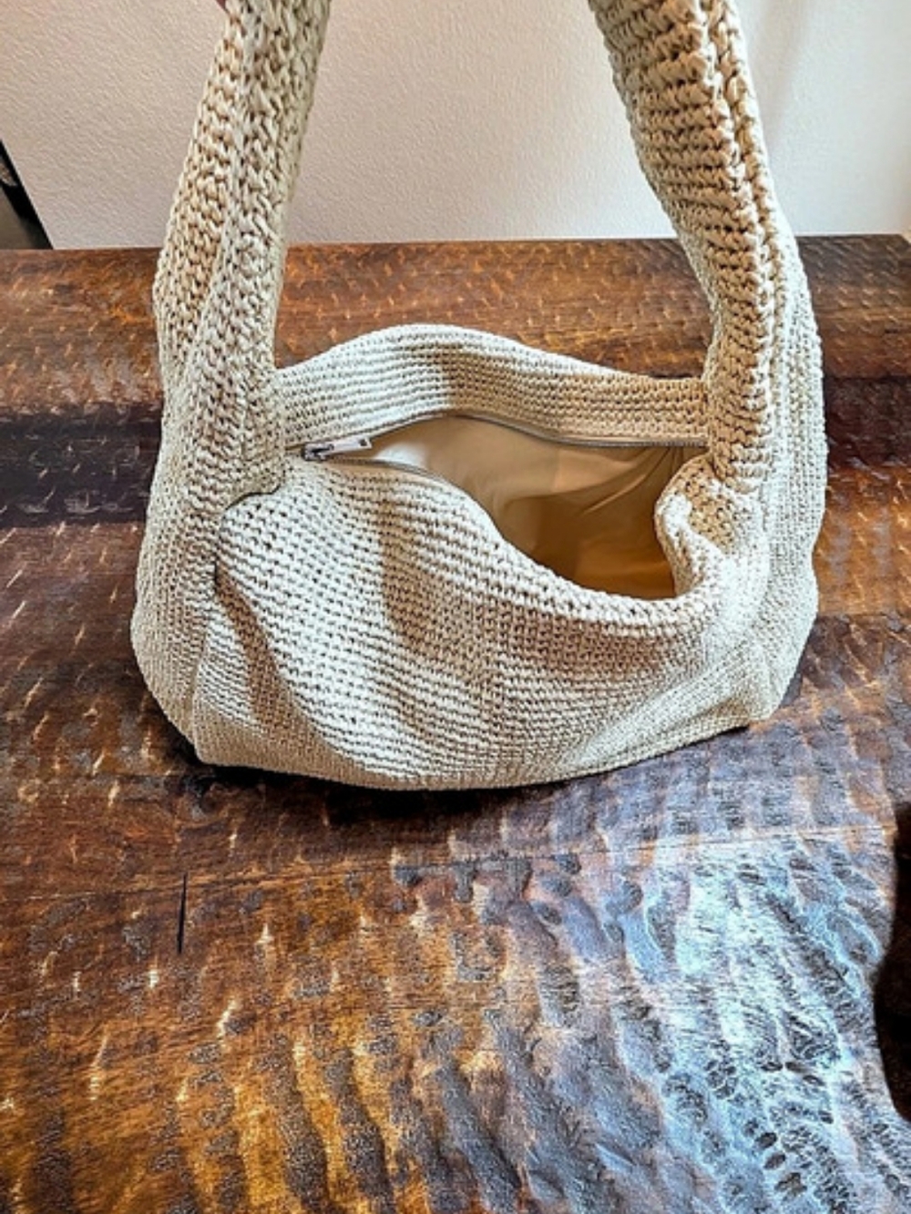 COS Slouchy Raffia Tote Beige - Picture 3 of 7